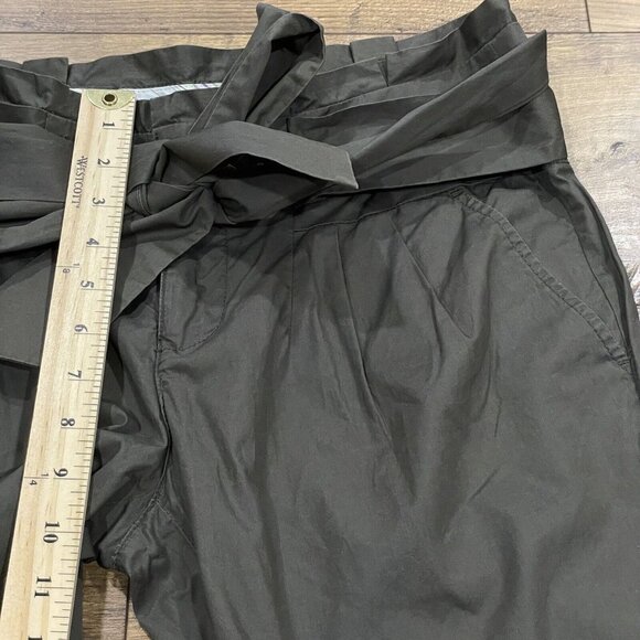 Anthropologie Cartonnier Pants Womens Green Pleated Belted Tie Waist Cuffed Crop - Picture 13 of 14